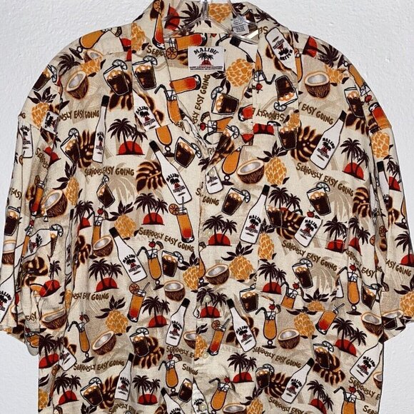 Malibu Caribbean Shirt  Button Up 100% COTTON Guinness Pro Pacific RESORT SZ LG - Picture 2 of 6